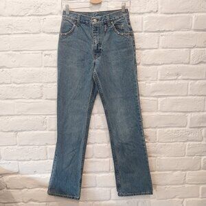 Harley Davidson Womens Biker Jeans 2 (27) Blue High Rise Straight Denim Logo